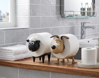 Shaun the Sheep Toilet Paper Holder Set, Wallace Gromit Bathroom Decor, Standing Roll Holder