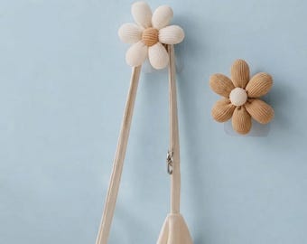 Wandhaken mit Gänseblümchenmotiv, Kleiderhaken aus Holz, Boho-Kinderzimmerdeko, Garderobenorganizer für den Eingangsbereich