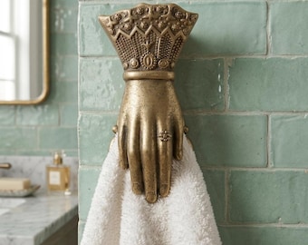 Antique Brass Hand Clip, Victorian Towel Holder, Ornate Page Marker
