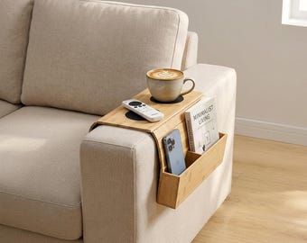 Bambus Sofa Armlehne Tabletttisch, Platzsparender Couch Organizer, Modernes Wohnaccessoire