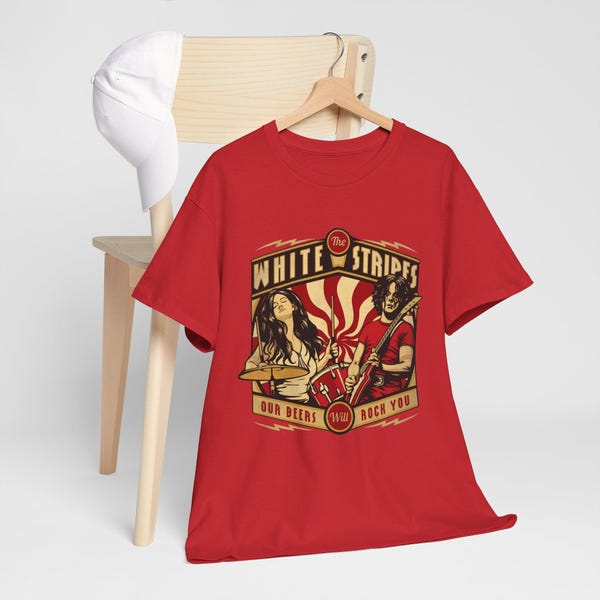 The White Stripes American Music Group Black Red Tees T-Shirt Size S-5XL