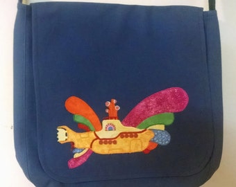 Yellow Submarine Canvas Messenger Bag or Pillow