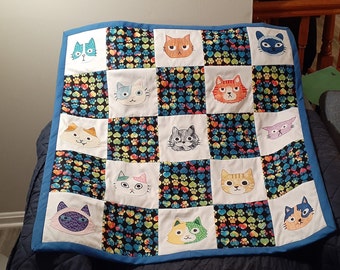 Cat Lovers Appliqued Quilt Wall hanging