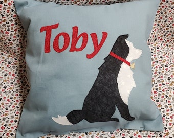 Handmade Personalized Applique Border Collie Dog Pillow