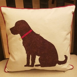 Black Yellow Chocolate Labrador Personalized Applique Pillow Cotton Canvas image 3