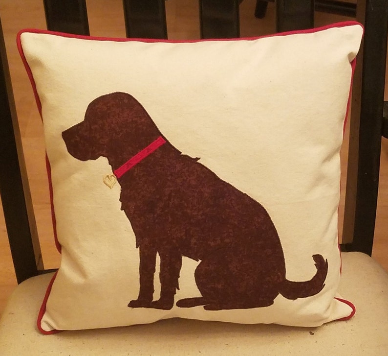 Black Yellow Chocolate Labrador Personalized Applique Pillow Cotton Canvas image 3