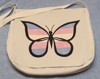 Butterfly Applique Messenger Bag LGBTQ Pride