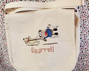 Embroidered Funny Dog Messenger Bag