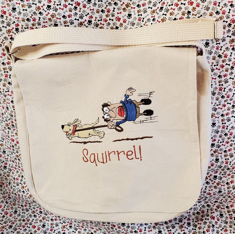 Embroidered Funny Dog Messenger Bag image 1