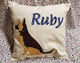 Handmade Personalized Applique German Shepherd Pillow