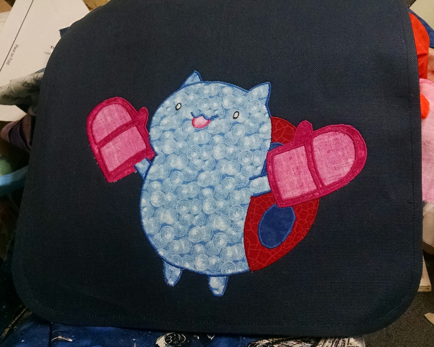 Catbug with Oven Mitts Canvas Applique Messenger Bag Etsy