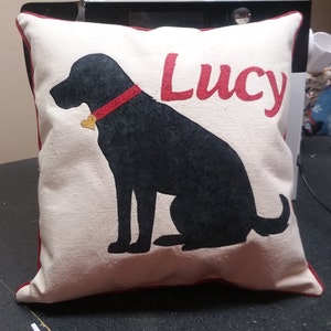 Black Yellow Chocolate Labrador Personalized Applique Pillow Cotton Canvas image 1