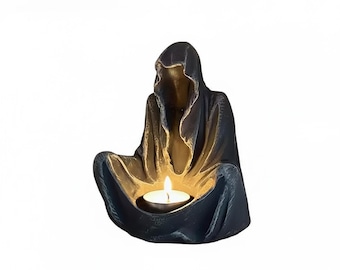 Wizard  Candle Holder, Dark Gothic Witch Statue, Halloween Decor Resin Candle Holder, Mystic Meditation Altar Decor, Bathroom Table Ornament