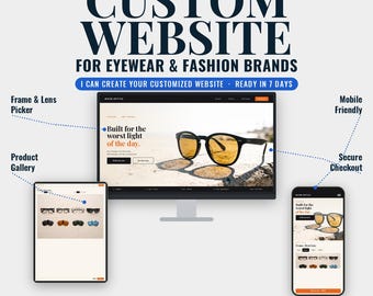 Customized Sunglasses Website Design | Eyewear Brand Site with Frame & Lens Picker, Product Pages