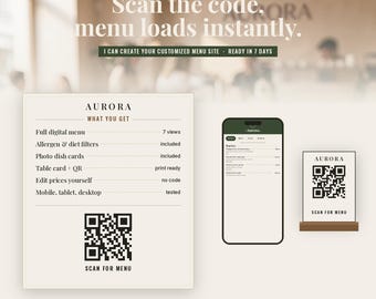Editable Digital Restaurant Menu QR Code | Modern Cafe Display (Custom Edits)