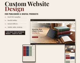 Custom Digital Publisher Website | 7-Page Store with Sample Reader (7-Day Delivery)
