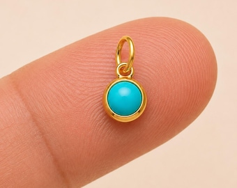 18K Solid Gold Turquoise Pendant Necklace, December Birthstone Charm, Dainty Blue Turquoise Pendant, Minimalist Gold Jewelry, Gift for Her