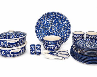 Floral Handmade Ceramic Dinnerware set, Hand Painted Dinner set , Housewarming Gift for Mom