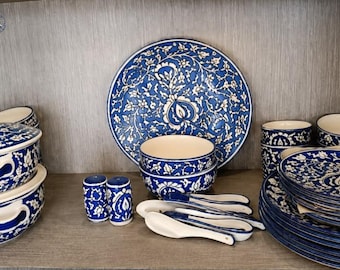 Floral Handmade Ceramic Dinnerware set, Hand Painted Dinner set , Housewarming Gift for Mom