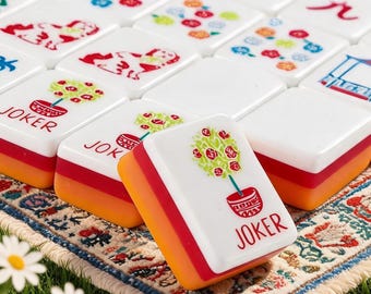 Premium American Mahjong Set Floral Acrylic Tiles Gift for Her