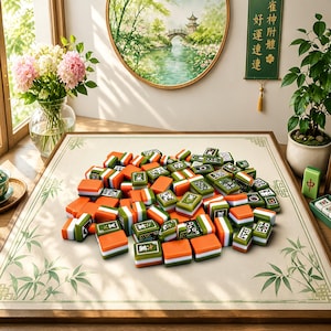 American Mahjong Set 160 Acrylic Tiles, Premium Mahjong Game Set, Green Mahjong Tiles, Gift for Mahjong Players image 1