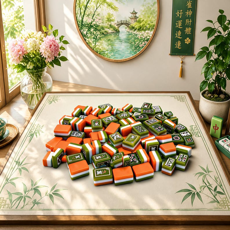 American Mahjong Set 160 Acrylic Tiles, Premium Mahjong Game Set, Green Mahjong Tiles, Gift for Mahjong Players image 1