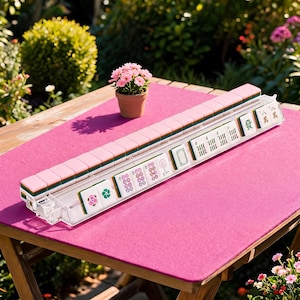 Roze bloemen Amerikaanse mahjongset acryl 160 tegels Cadeau voor haar