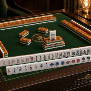 Premium American Mahjong Set 160 Acrylic Tiles, Luxury Mahjong Game Set, Burl Wood Style Tiles, Gift for Mahjong Lovers image 1