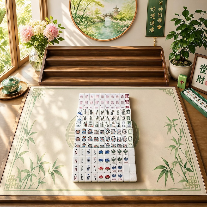 Premium American Mahjong Set 160 Acrylic Tiles, Luxury Mahjong Game Set, Burl Wood Style Tiles, Gift for Mahjong Lovers image 7