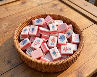 Pink American Mahjong Tiles Set, Floral Mahjong Game, Tea Party Mahjong