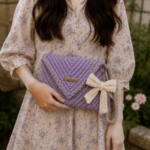 Crochet Envelope Bag Pattern PDF|,Bow Purse PDF With Video Tutorial | Crochet Handbag Pattern PDF with Video Guide