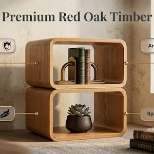 Wooden Cube Storage Shelf Organizer, Oak Bookshelf for Living Room, Bedroom Storage Shelf, Stackable Bookcase, Home Office Decor