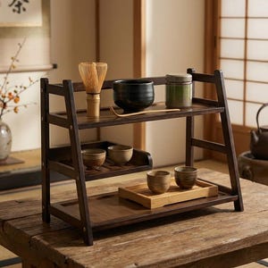 3 Tier Bamboo Matcha Station Shelf Coffee Bar Organizer Tea Storage Rack Countertop Shelf Kitchen Counter Organizer