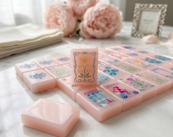 Custom Engraved Luxury Candy Pink American Mahjong Set, 1-Layer Acrylic 160 Tiles, Personalized Wedding Gift for Bride
