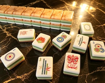 Juego de mahjong americano de lujo con textura de madera, fichas acrílicas de 4 capas, 160 fichas.