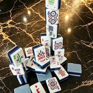 Custom Engraved Luxury Gray Blue American Mahjong Set, 4-Layer Acrylic 160 Tiles, Personalized Wedding Gift for Bride image 5