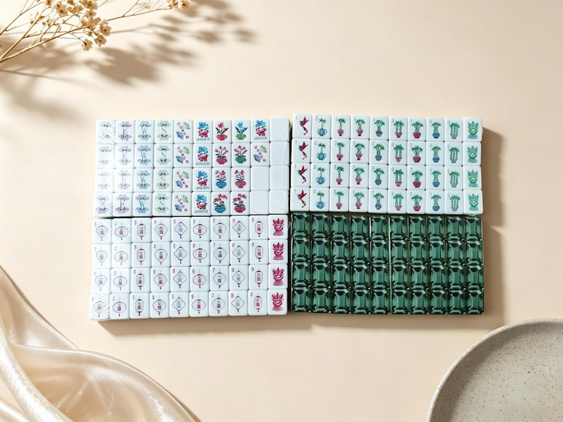 Custom Engraved Luxury Emerald Green American Mahjong Set | 4-Layer Acrylic 160 Mahjong Tiles image 2
