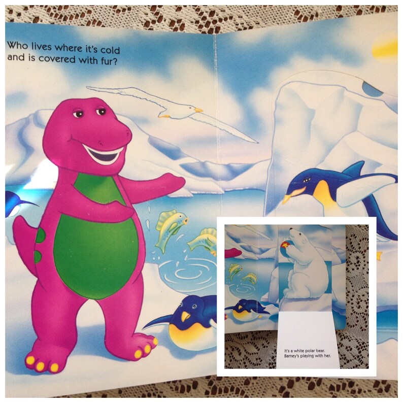 Vintage Barney Goes to the Zoo Board Book Pull Down Surprise Etsy