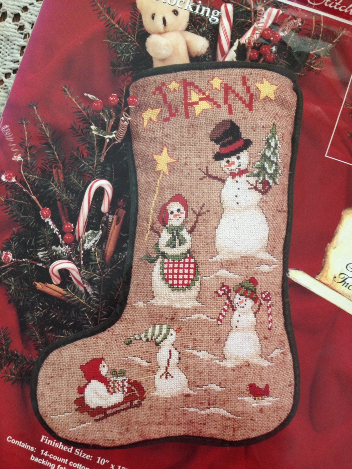 Janlynn SnoFolks Cross Stitch Stocking Kit Xmas Cross Stitch Etsy México