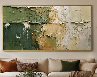 Textured Wall Art, Wabi Sabi Oil Painting, Neutral Minimalist Canvas
