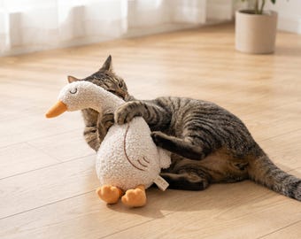 Interactieve kattenspeelstok, pluche knisperspeeltje voor kittens, anti-verveling kattenspeeltje voor binnen, zacht piepspeeltje voor katten