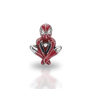 925 Sterling Silber für Pandora Armband Spider-Man Inspiriert Meditation Charm Bead Rot Superheld Lotus Pose Baumeln Anhänger DIY Schmuck Geschenke
