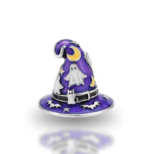 925 Sterling Silber für Pandora Armbänder Halloween Hexenhut Charm Beads Lila Mond Geist Fledermaus Emaille Baumeln Spooky DIY Schmuck Geschenke 2026