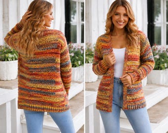 Crochet pattern-HAZEL Crochet cardigan pattern top PDF- sweater women crochet pattern- pullover pattern top crochet cardigan-9 sizes XS-5XL