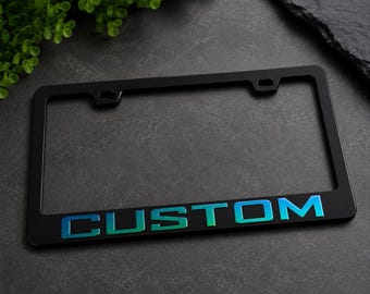 Custom Stainless Steel License Plate Frame | 3D Acrylic Text, Personalized Top & Bottom