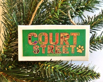 ORNAMENT - OHIO UNIVERSITY  - Court Street Athens Ohio Handmade Mini Canvas Ornament