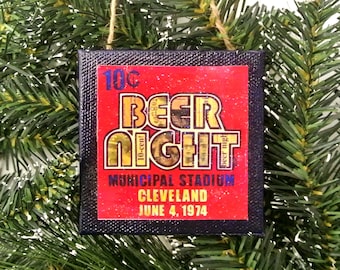 10 CENT BEER NIGHT Cleveland Mini Canvas Ornament