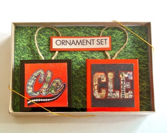 CLEVELAND BROWNS Ornament Set of 2 - CLE Football Legends