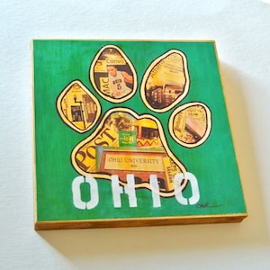 OHIO UNIVERSITY Athens, Ohio OU Paw Print - 8x8 Handmade Wood Print