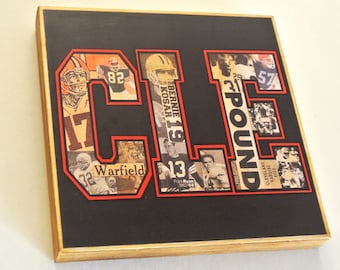 CLEVELAND BROWNS Varsity CLE  - 8x8 Handmade Wood Print